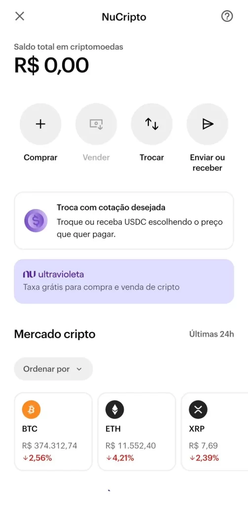 taxa zero na compra de bitcoin para clientes nubank ultravioleta