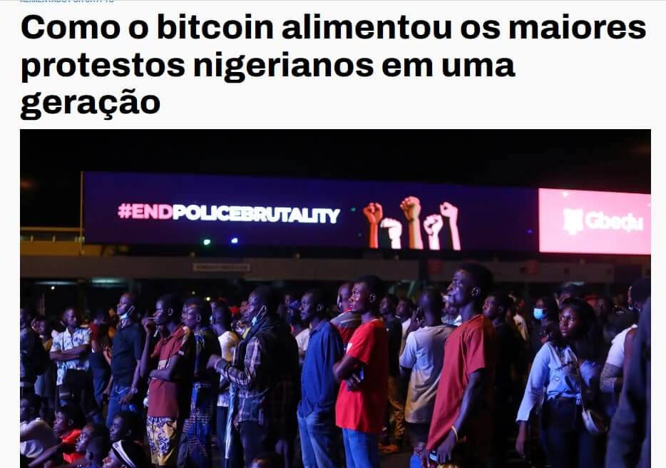 Notícia de como o Bitcoin alimentou os maiores protestos nigerianos