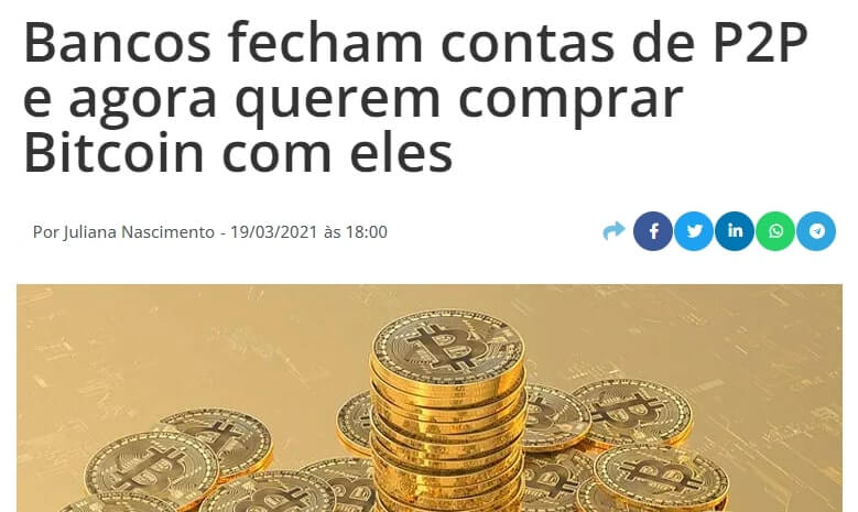 Notícia em que os bancos fecharam contas de P2P