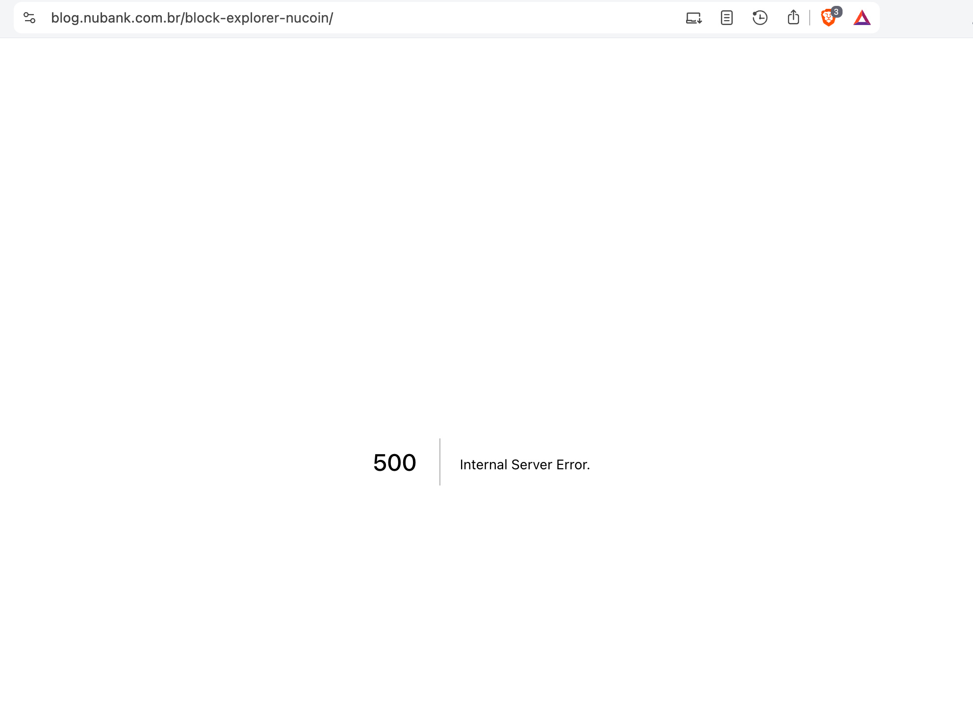 Página do Block Explorer do Nucoin removida (erro 500)