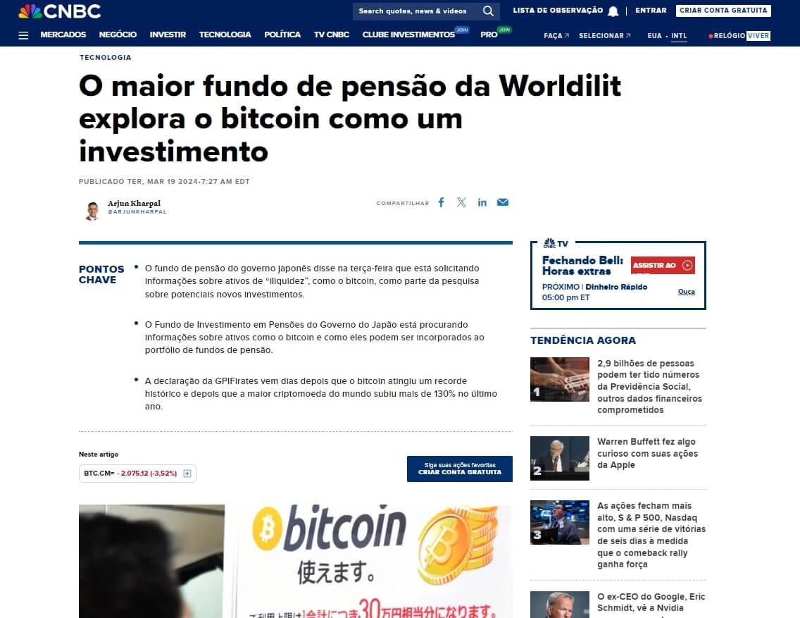 Fundo de pensão da Worldilit explora o Bitcoin como investimento