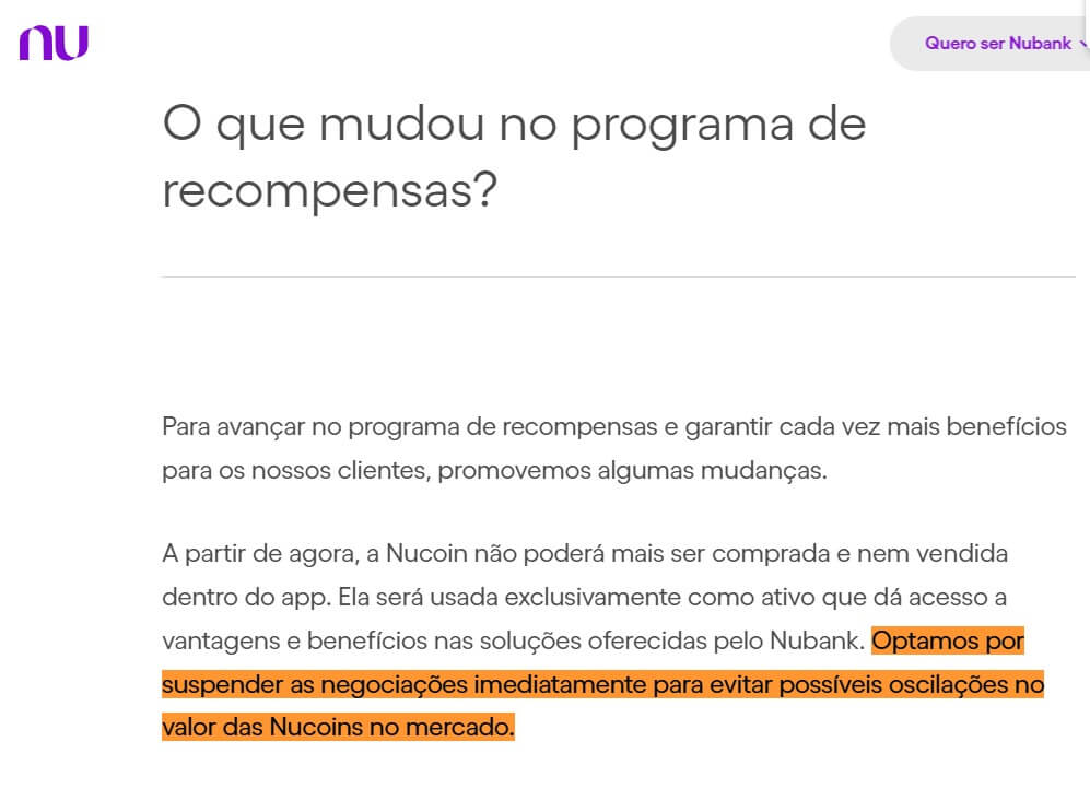 Suspensão das negociações do Nucoin