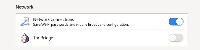 Ative a opção "Network Connections"