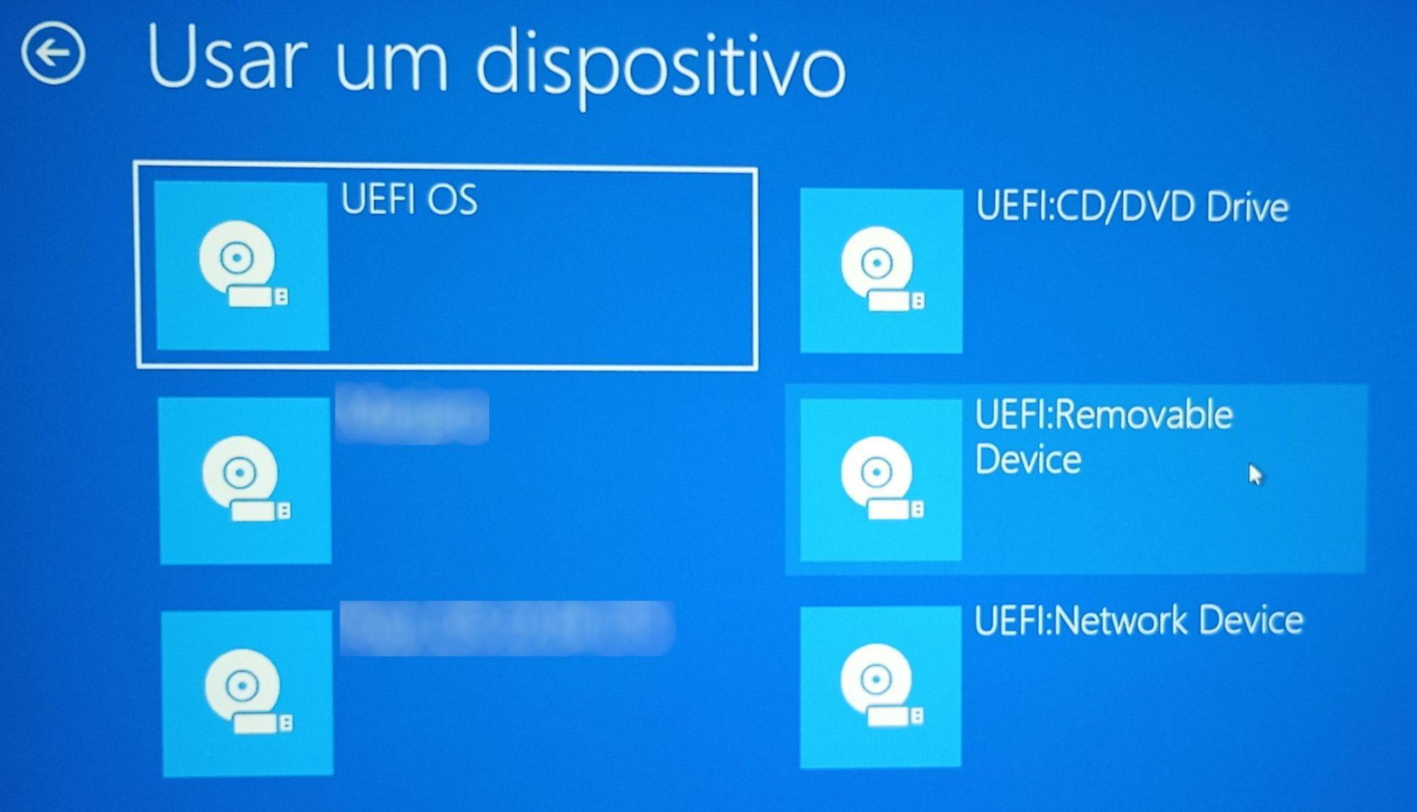 Escolha o dispositivo do Tails em seu Windows