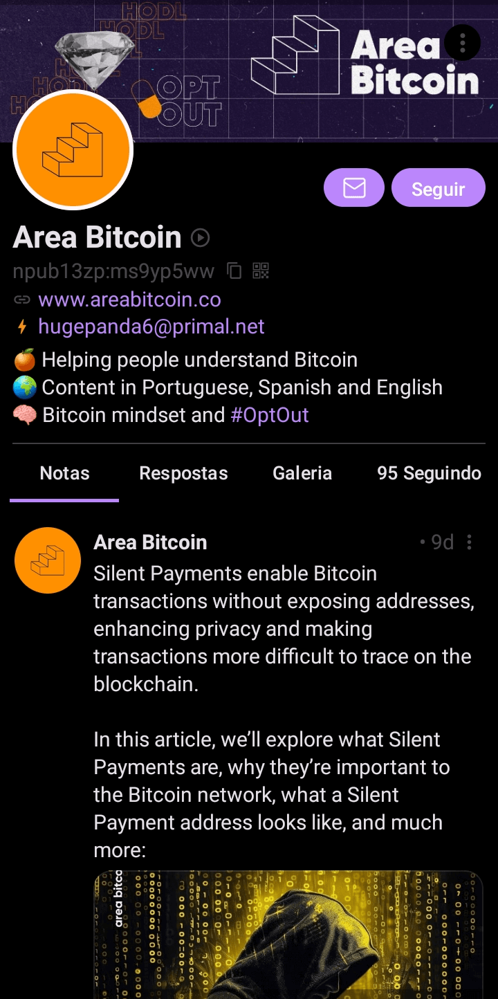 Perfil Area Bitcoin no Amethyst