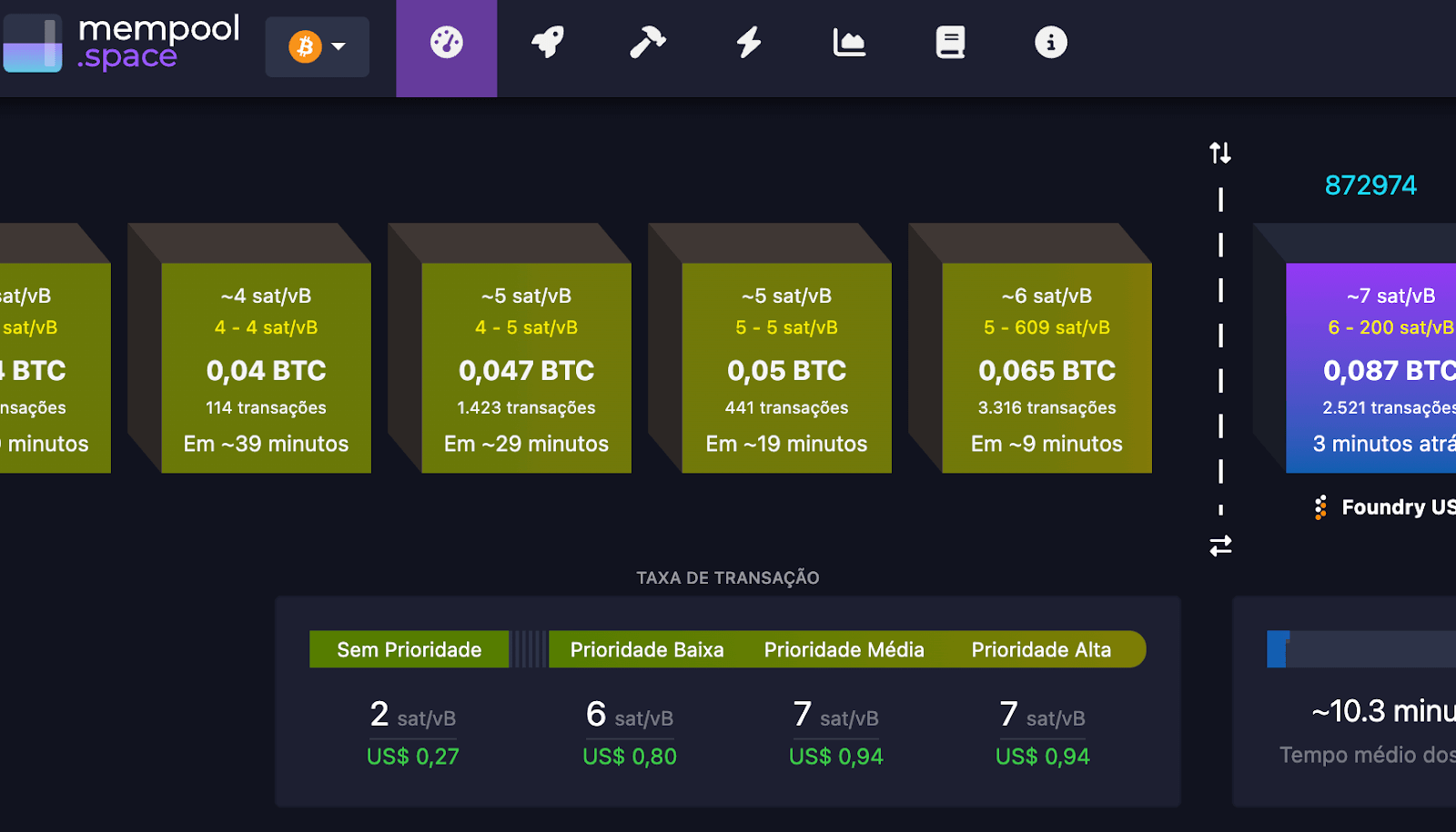 Imagem do site mempool.space