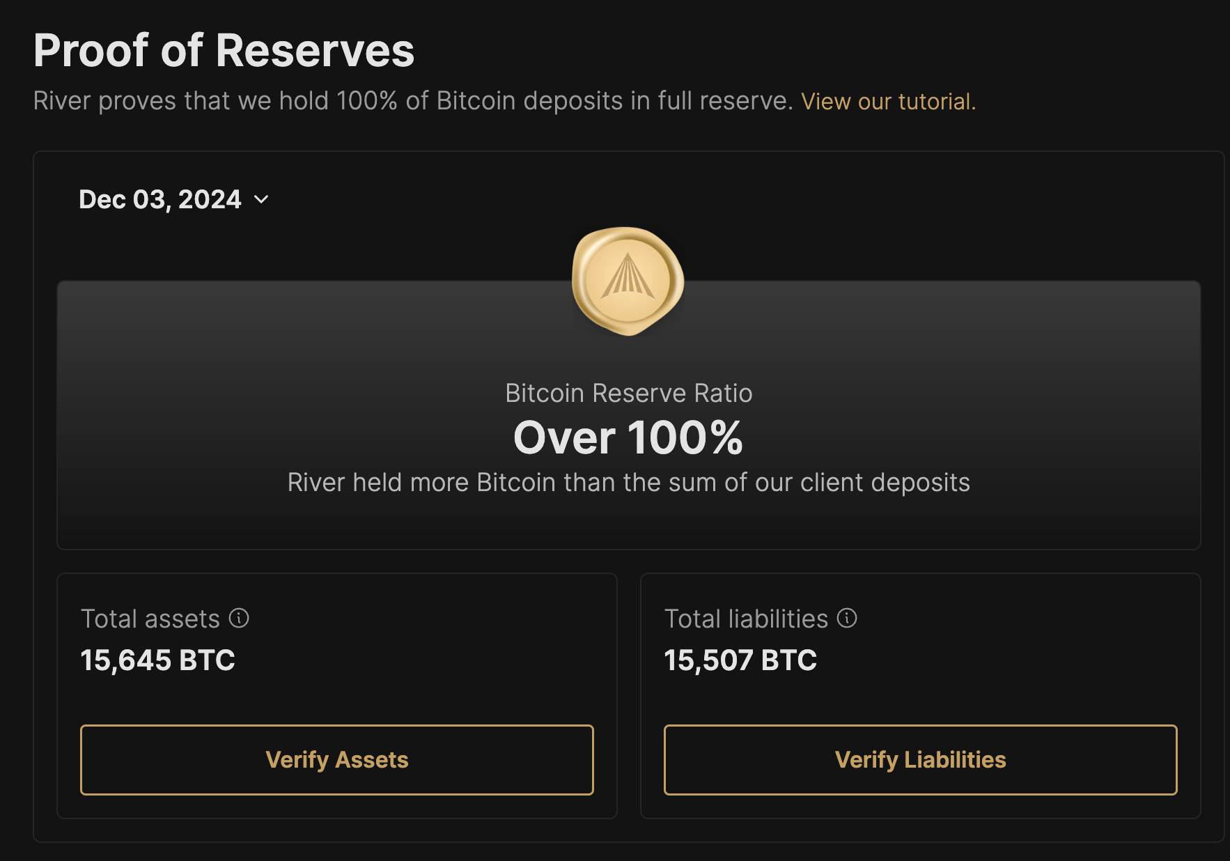 Proof of Reserves da River