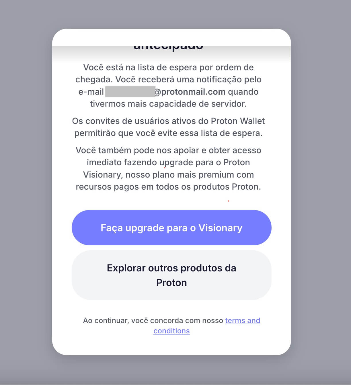 Lista de espera para utilizar Proton Wallet