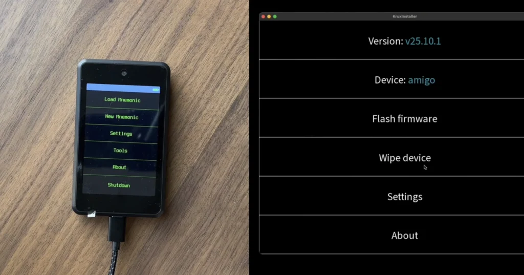 Gravando o firmware na Krux wallet