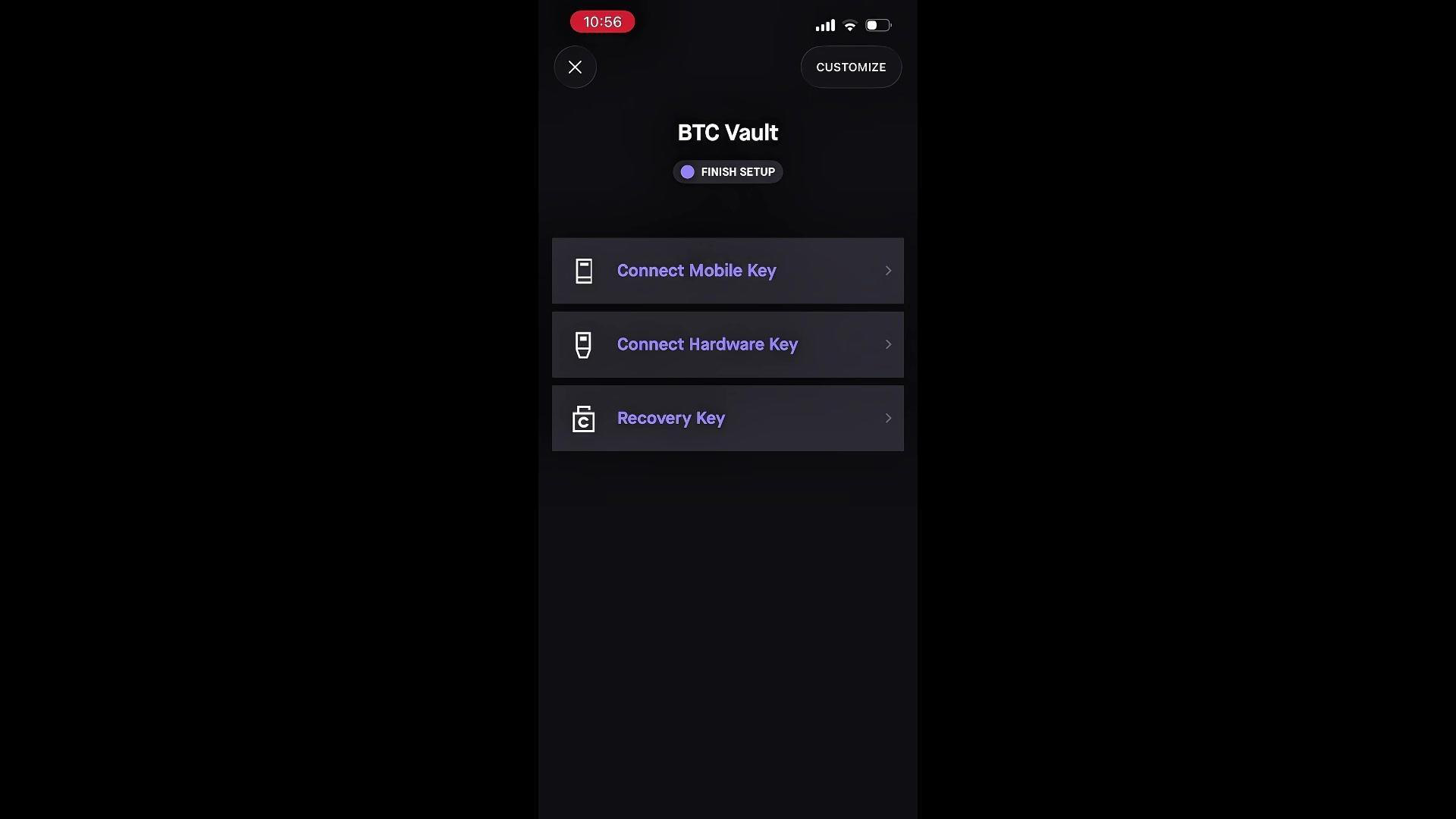 Interface da Casa mostrando opções de hardware wallet compatíveis: Trezor, Ledger, Coldcard, Keystone, Passport e YubiKey