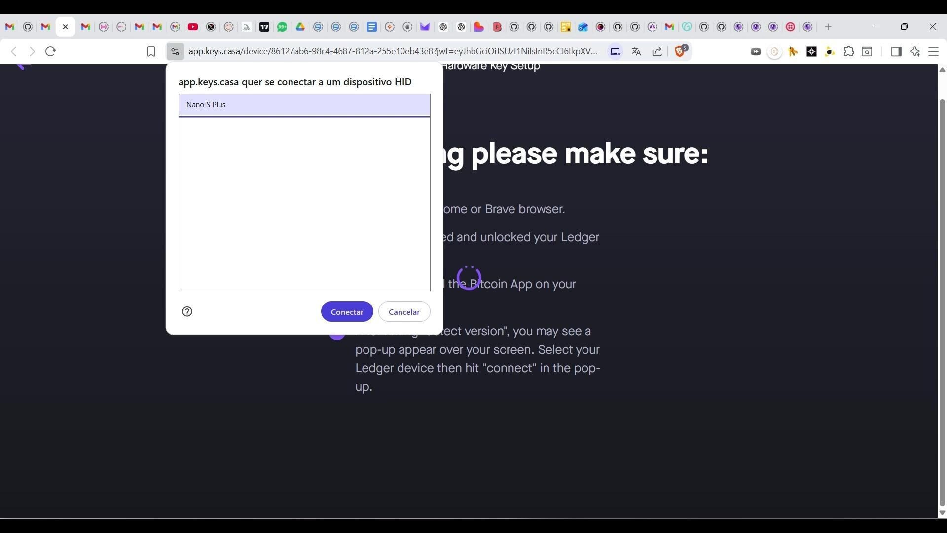 Tela de confirmação da Casa mostrando que a Hardware Key foi configurada com sucesso