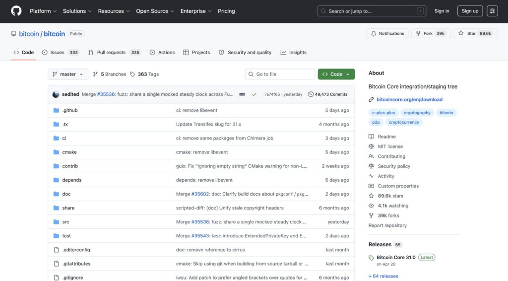 github do Bitcoin Core